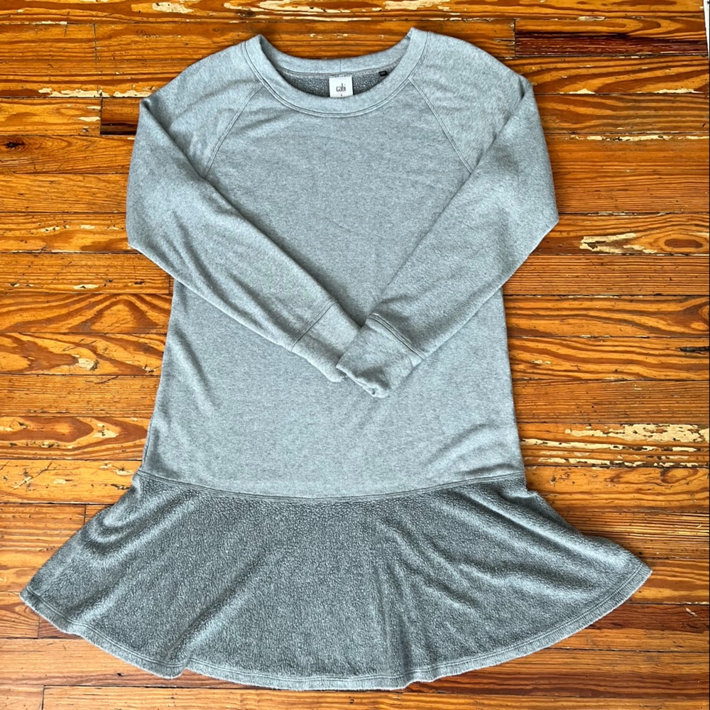 Cabi gray flashdance sweater dress tunic sweatshirt sz s super soft fleece
